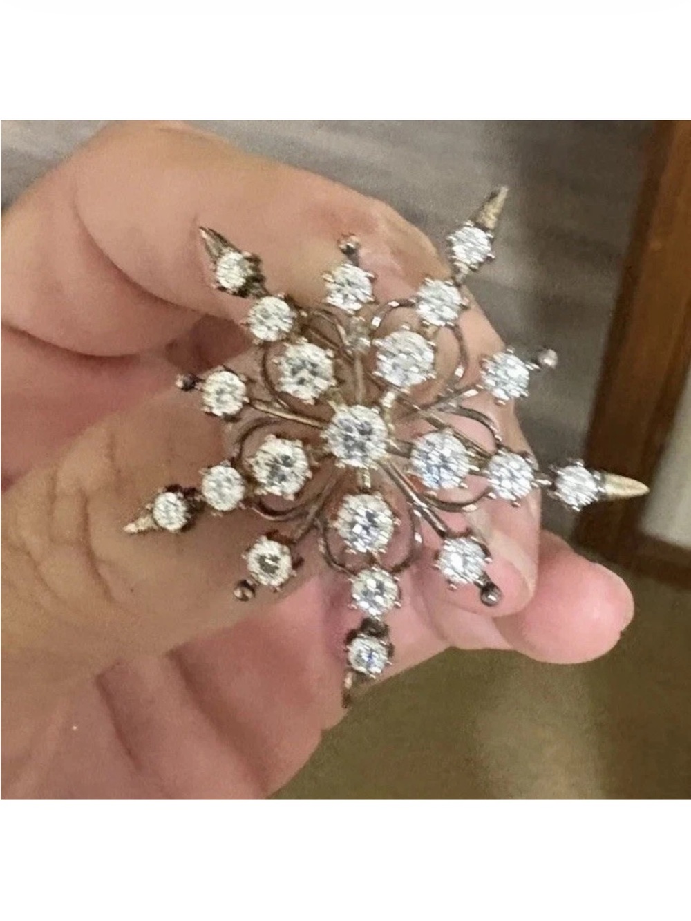 Vintage Rare sterling silver CZ Starburst Brooch